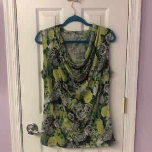 Worthington Stretch Blouse, Yellow & Green, Large